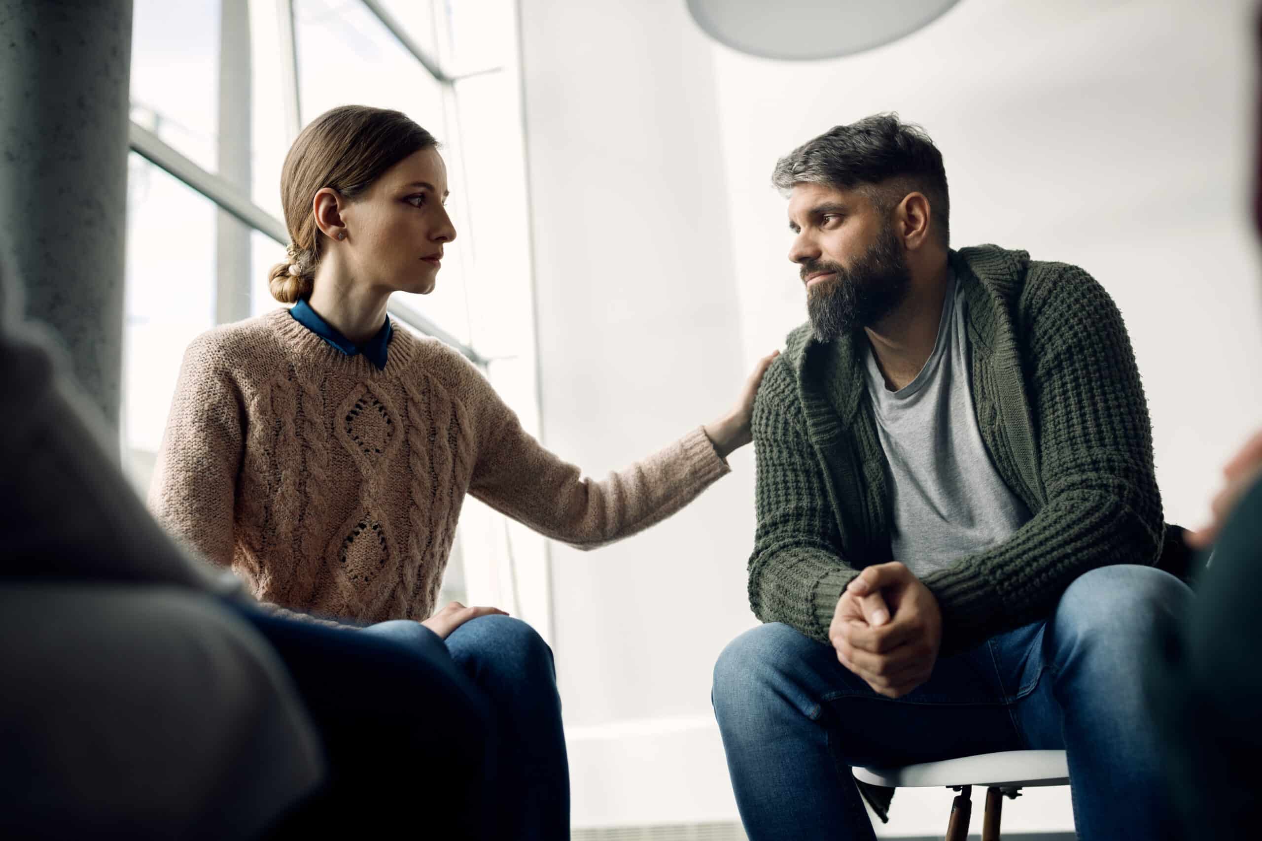 person receiving mental health support